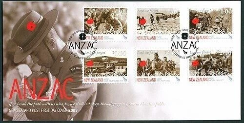 New Zealand - 2008 First Day Cover - ANZAC Lest We Forget - Sheet Stamps - Image 1 of 1