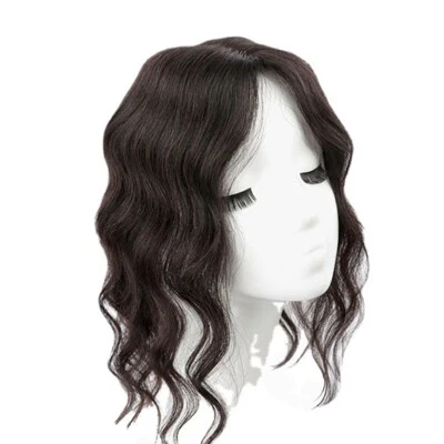 Silk Real Human Hair Topper 9x14cm Clip in Crown Hairpieces Women Hair Toupee - Image 1 of 4