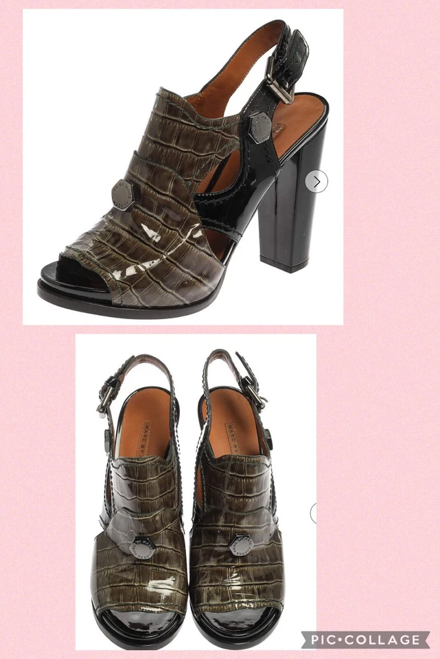 Sandalias Marc Jacobs verde cocodrilo charol en relieve talla 41 EE. UU. 10,5 Foto 1 de 4