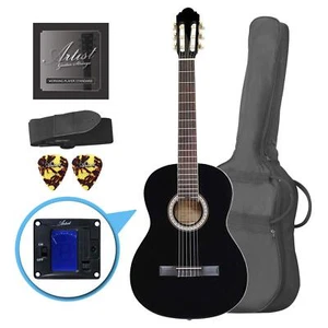 Artist CL44BK Full Size Classical Nylon String Guitar Pack - Black - Picture 1 of 6