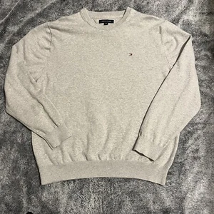 Tommy Hilfiger Suéter Para Hombre XXL Gris Tejido Algodón Pullover Cuello Redondo - Imagen 1 de 8