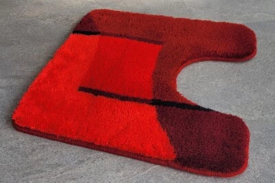 Ravenna Granat Rot WC-Vorleger mit Ausschnitt 50x50cm. Florhöhe: 20mm - Bild 1 von 4