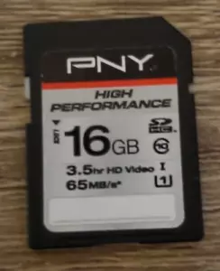 PNY 16GB High Performance Class 10 U1 SDHC Flash Memory Card Used - Picture 1 of 1