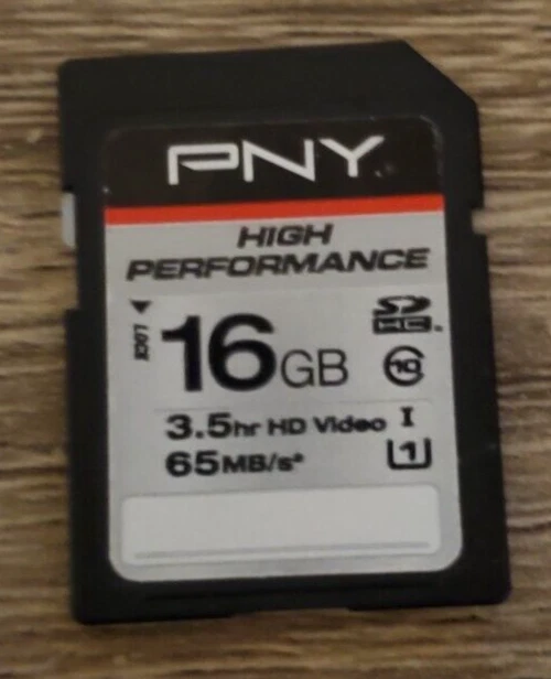 PNY 16GB High Performance Class 10 U1 SDHC Flash Memory Card Used - Image 1 of 1