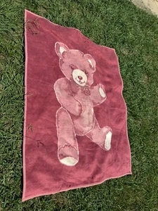 IBENA blanket Vintage warm coverlet reversible throw maroon teddy bear 74 X 52 - Picture 1 of 3