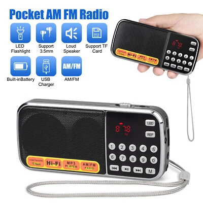 Kleiner Digital Lautsprecher Radio Stereo MP3 Musik Player mit LED Taschenlampe Tragbar - Bild 1 von 4
