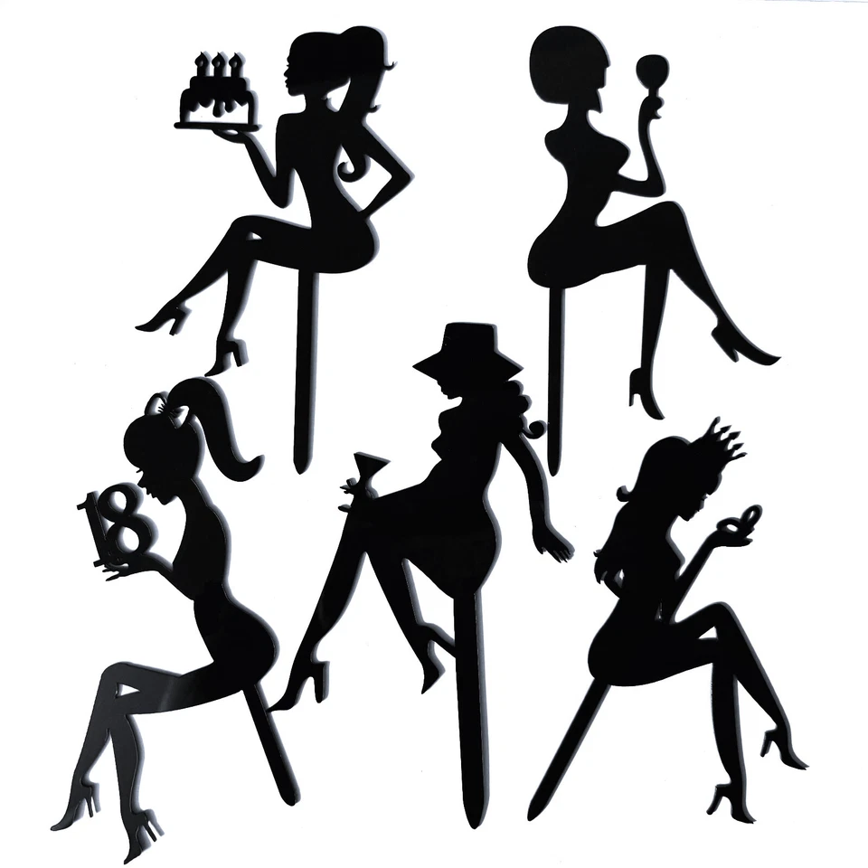 Kuchenstecker Cake Topper Mädchen Frau Dame 18. Geburtstag schwarz Tortendeko - Bild 1 von 1