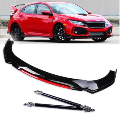 Front Bumper Lip Spoiler Body Kit Red +Strut Rods For Honda Insight Red  Foto 1 de 4