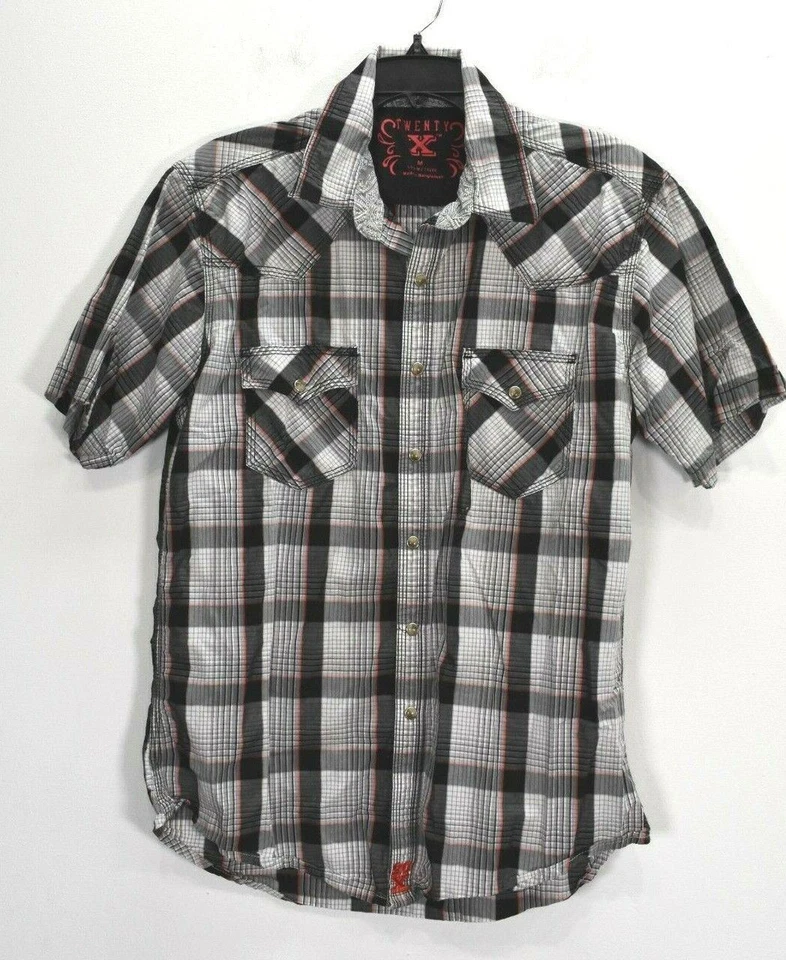 Twenty X Camisa Para Hombres Tartán A Cuadros Manga Corta Solapa Bolsillo Algodón Abotonada M Foto 1 de 4