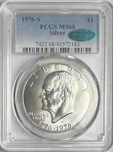 1976-S 1 $ Eisenhower Ike Silber Dollar PCGS MS68 mit CAC Sticker Zulassung - Bild 1 von 2