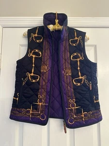 Lauren Ralph Lauren Equestrian Horse Reversible Purple Quilted Vest S READ VTG! - Picture 1 of 10