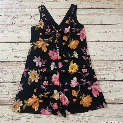 Женский комбинезон Ted Baker размер 1 черный цветочный без рукавов с V-образным вырезом - Изображение 1 из 4