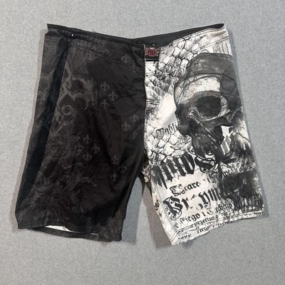 Pantalones Cortos de Lucha MMA Elite XL Gráfico de Calavera Negros Blancos Para Hombre Tabla de Entrenamiento Pantalones Cortos Foto 1 de 4