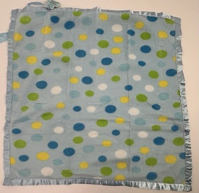 SNUGGLE Baby Blanket Lovey Blue Polka Dots Satin Trim Fleece 121477 Target 2009 - Image 1 of 4