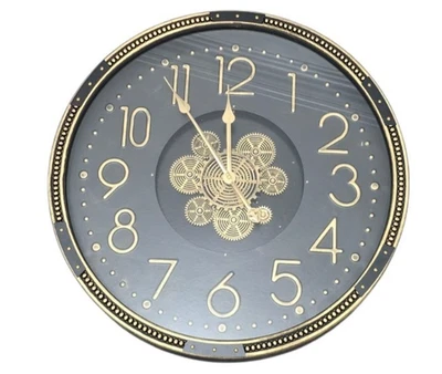 Vintage Spintime Pewter Metal Cog Clock 60 cm Industrial Style moving gear - Image 1 of 3