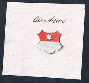 Manuscrito Del Siglo 18 Almsheim Escudo De Armas - Imagen 1 de 1