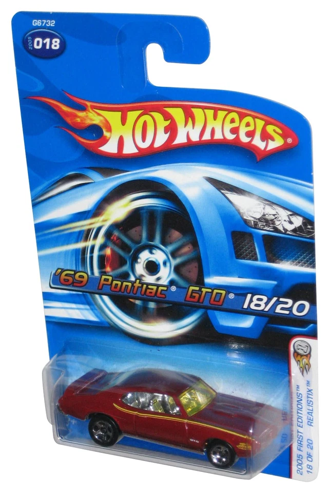 Hot Wheels 2005 First Editions Realistix 18/20 (2005) Red '69 Pontiac GTO Toy Ca - Image 1 of 1