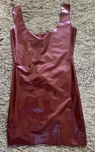 Mini Vestido PVC Borgoña Metálico Látex Look Talla 8 - Imagen 1 de 5