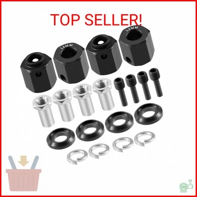 RCLIONS Aluminum 12mm Hex Wheel Hex Hubs for TRX4 1/10 RC Crawler Car (Black) - Image 1 of 2