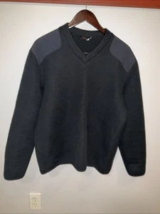 Maglione COBMEX Commando scollo a V nero uomo grande misto lana - Foto 1 di 14
