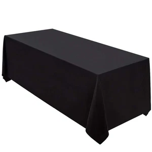 Black Tablecloth 90 x 156-inch Rectangular Polyester Table Cloth for Weddings... - Picture 1 of 7