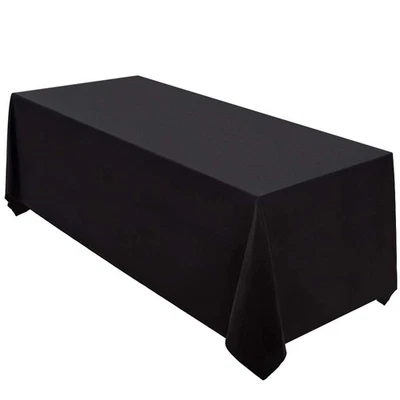 Black Tablecloth 90 x 156-inch Rectangular Polyester Table Cloth for Weddings... - Image 1 of 4