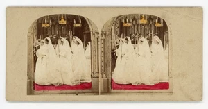 Tarjeta estereoscopio Stereoview escena de iglesia por J.Elliott - Imagen 1 de 2