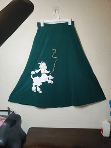 Vintage Vanity Fair Poodle Skirt Authentic Green Felt High Waisted Long - Picture 1 of 5