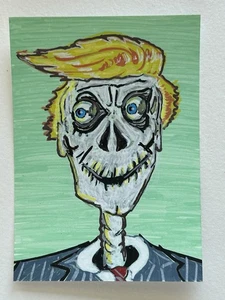 ACEO Sketch Trading Card Donald J Trump Original Art Acryl 1/1 Tim Burton - Bild 1 von 1