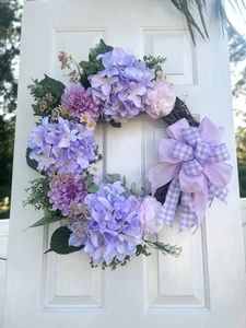 Purple Pink Hydrangea Wreath - Picture 1 of 5