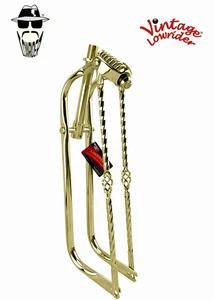 Vintage Lowrider 26" Bent Leg Springer Gold Fork w/Square CAGE Twisted Bars. - Picture 1 of 3