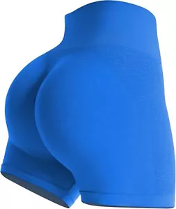 Blue Gym Shorts Women, Seamless Scrunch Butt Booty Lifting Workout Shorts,... - Picture 1 of 7