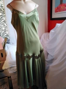 Vestido verde oliva púrpura con bufanda talla 14 - Imagen 1 de 5