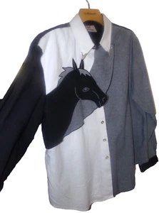 M L 1849 RANCH WEAR split color HORSE Western silver tip collar show Rodeo shirt - Picture 1 of 8