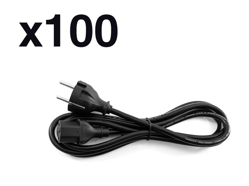 100 x Genuine Dell EU 2M Kettle IEC C13 Euro Mains Power Cable Lead Cord 78390 - Image 1 of 1