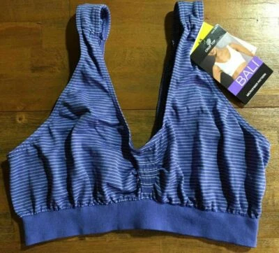BALI SUJETADOR CROP TOP DE MICROFIBRA SIN COSTURAS - Mediano M (azul violeta/blanco a rayas) Nuevo con etiquetas Foto 1 de 2