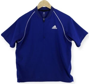 Adidas Vented Cycling Jersey Adult Medium Blue White 1/2 Zip Triple Stripe - Picture 1 of 13