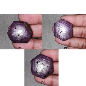 Rutilo estrella rubí incluido varita de piedras preciosas negras sin calefacción muestra en forma hexagonal - Imagen 1 de 10