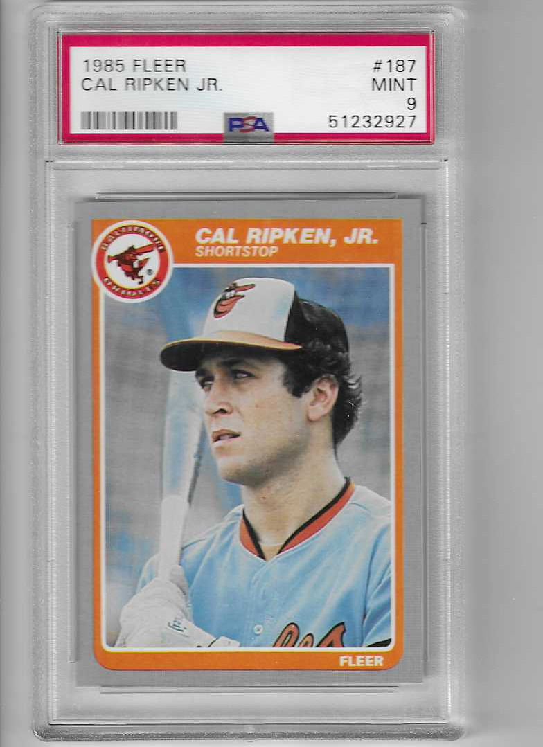 1985 Fleer Cal Ripken Jr. #187 PSA 9 Mint Baseball Card.