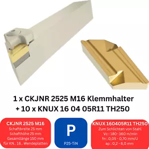 1 x CKJNR 2525M16 Soporte Abrazadera Giratoria + 10 x KNUX 160405R11 TH250 para Acero - Imagen 1 de 4