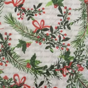 XMAS PAPER NAPKINS / SERVIETTES PK20 HOLLY BRANCHES RED BOWS MADE IN EUROPE3PLY - Picture 1 of 2