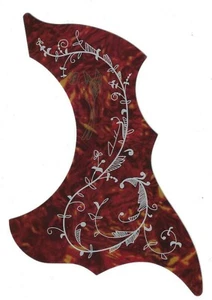 Stilisiertes Vogel und Blume Schlagbrett für Stahlsaiten-Akustikgitarre (Faux Tort) - Bild 1 von 3
