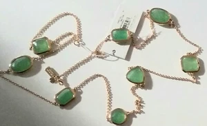 Collar Kate Spade tono dorado cadena y piedras verdes nuevo con etiquetas - Imagen 1 de 7