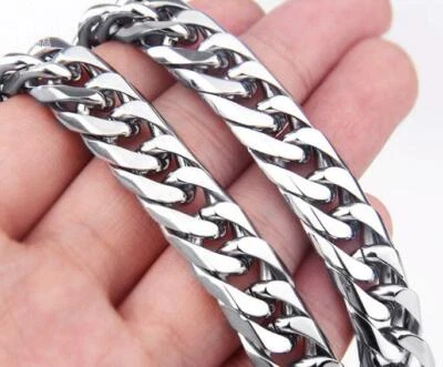 316L из нержавеющей стали мужское ожерелье обочины цепочка большой 15 мм 24'' серебро ювелирных изделий - Изображение 1 из 2