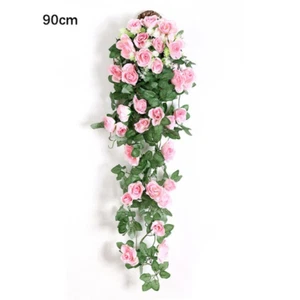Colgante de pared artificial 90 cm rosa vino flores sintéticas - boda y decoración del hogar nuevo - Imagen 1 de 13