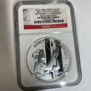 2011 W 10TH ANNIVERSARY SILVER MEDAL NGC PR 70 ULTRA CAMEO - Picture 1 of 4