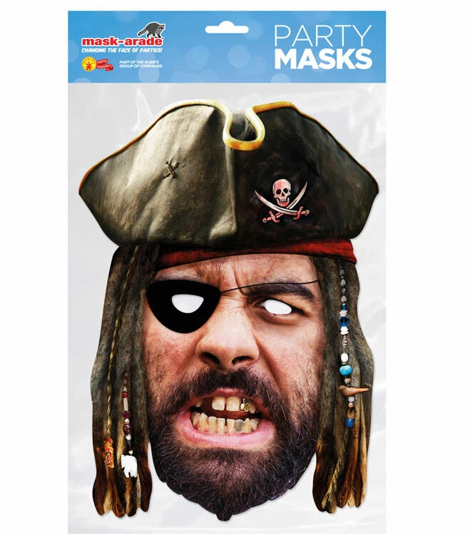 Pirate Historical Single 2D Card Party Face Mask - Buccaneer - Image 1 of 1