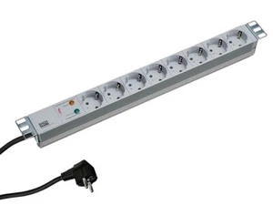 19" Steckdosenleiste Aluminium 1HE 8x Schutzkontakt ÜSS grau Bachmann 333.404 - Photo 1/3