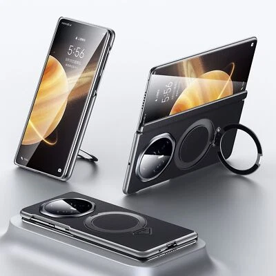 WIGENTO Für Honor Magic V3 SULADA Leder MagSafe Ring magnetischen Halter Hülle Schwarz