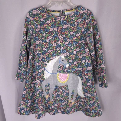 迷你紧身女孩 4 5 连衣裙灰色马花卉 A 字换档棉马术 — 第 1/4 张图片